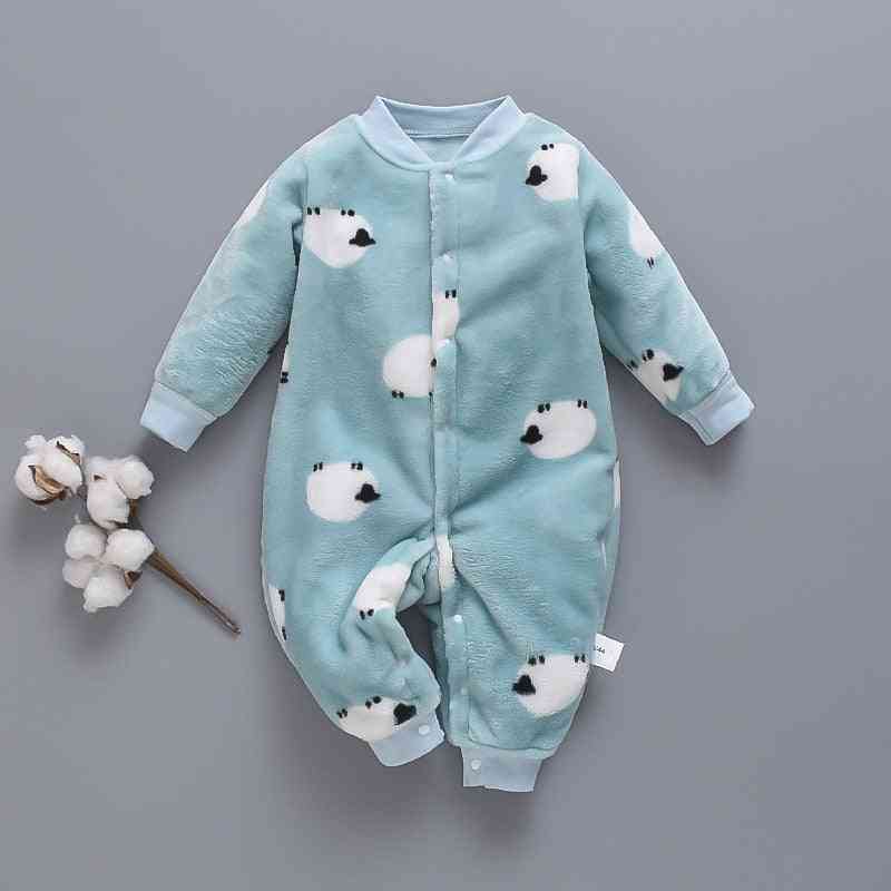 Autumn & Winter Baby Clothes - Dinosaur Print, Soft Fleece Jumpsuit Pajamas