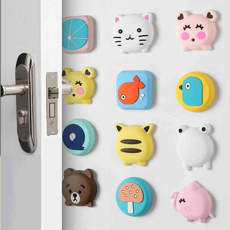 Silicone Self-adhesive Cartoon Door Stopper, Wall Protectors Pads