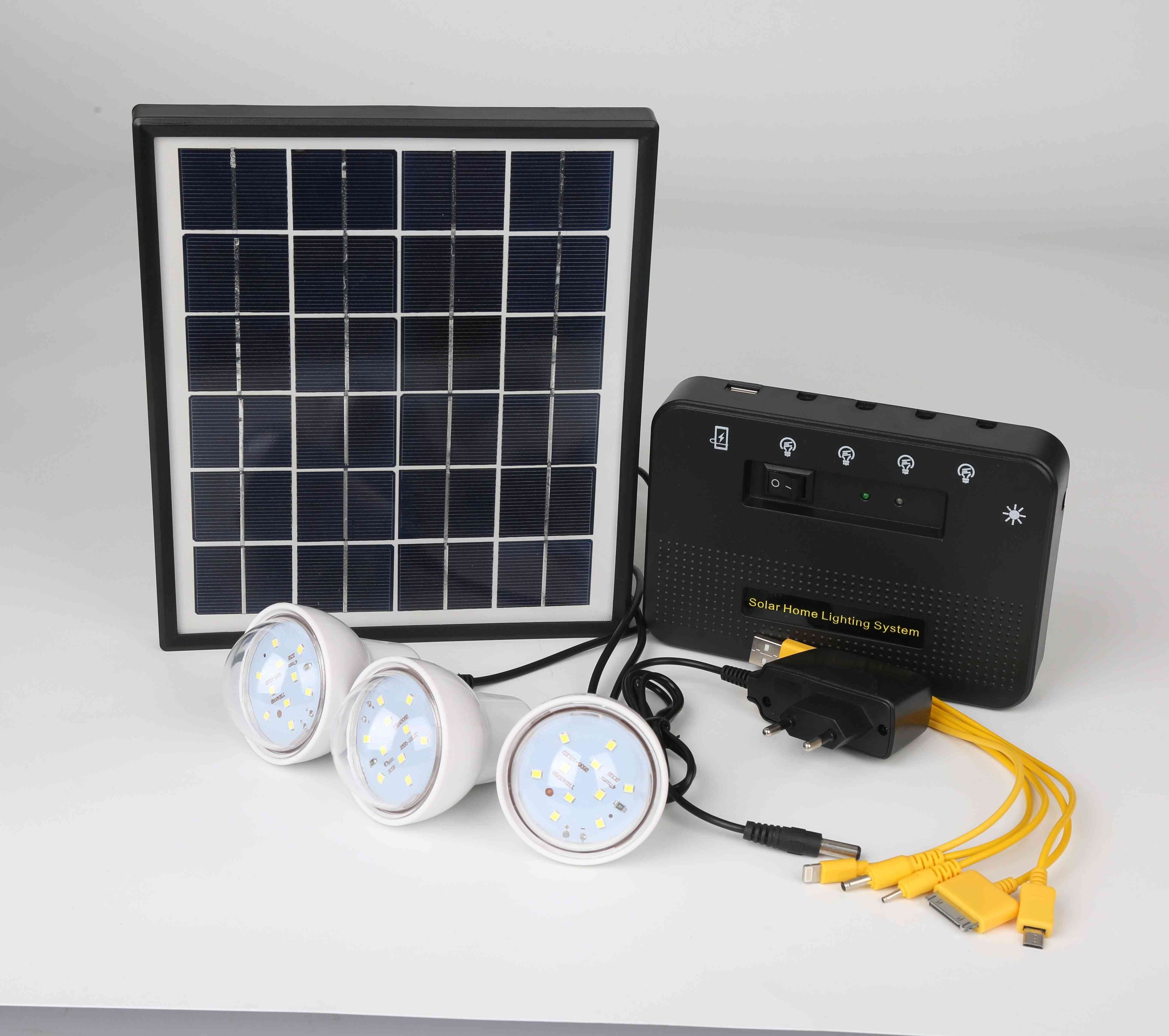 Prijenosni solarni sustavi kućne rasvjete od 1,5 W s kabelom od 3 metra i litij-baterijom od 4,5ah