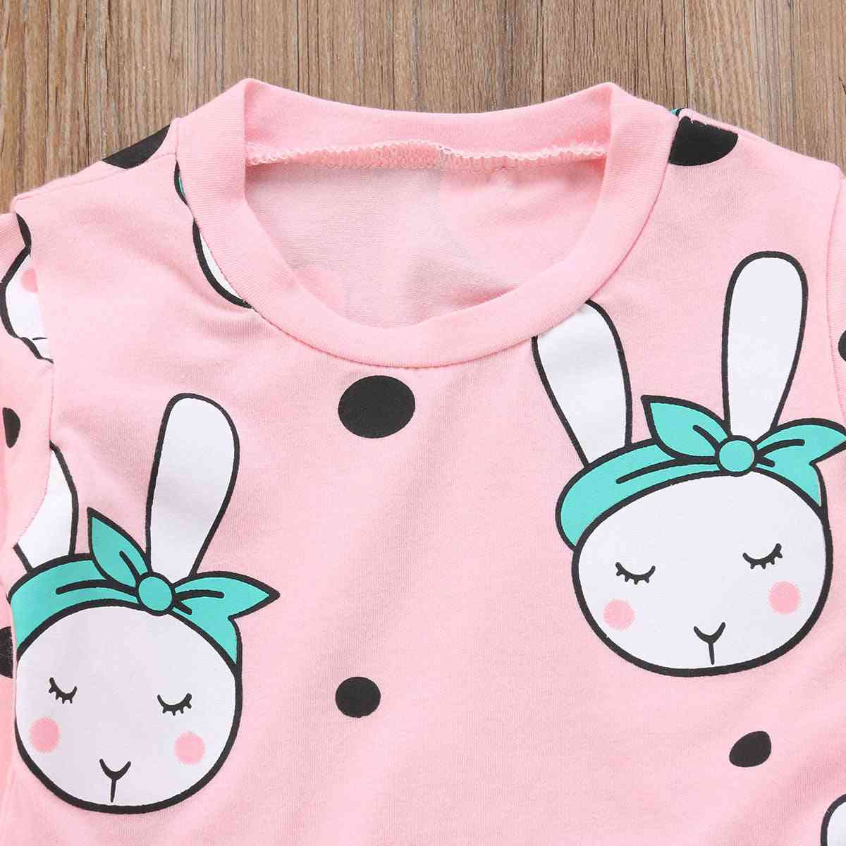 Piżama jesienno-zimowa maluch noworodek dziewczynka chłopiec śpioszki zestaw z długim rękawem kreskówka królik topy + spodnie piżama - szary / 6m