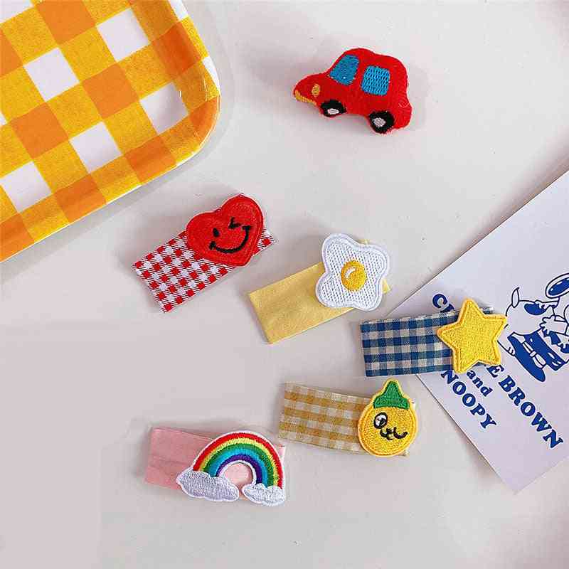 Cute Embroidery Hairpin-lattice Side Clip For
