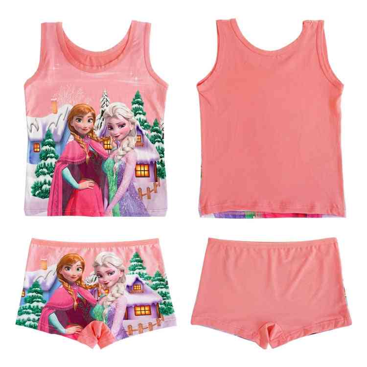 Disney Princess Elsa frozen cartoon piżama zestaw-kamizelka dziecięca t-shirt szorty dziewczyna piżama bez rękawów, bielizna nocna dla dzieci