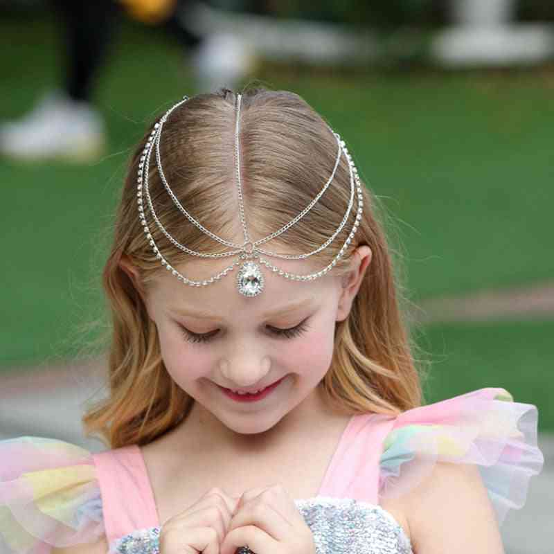 Copii fată frunte împletit lanț păr păr aliaj aliaj stras disc pălării accesorii copil mic prințesă