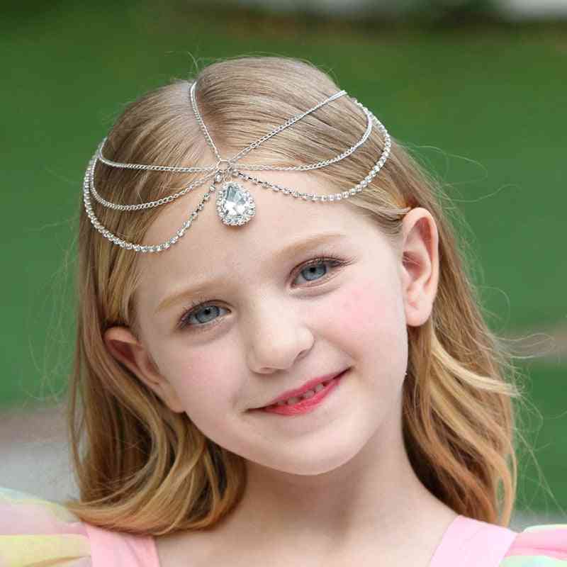 Enfants fille front tressé chaîne de cheveux bébé alliage strass disque chapeaux accessoires enfant en bas âge princesse