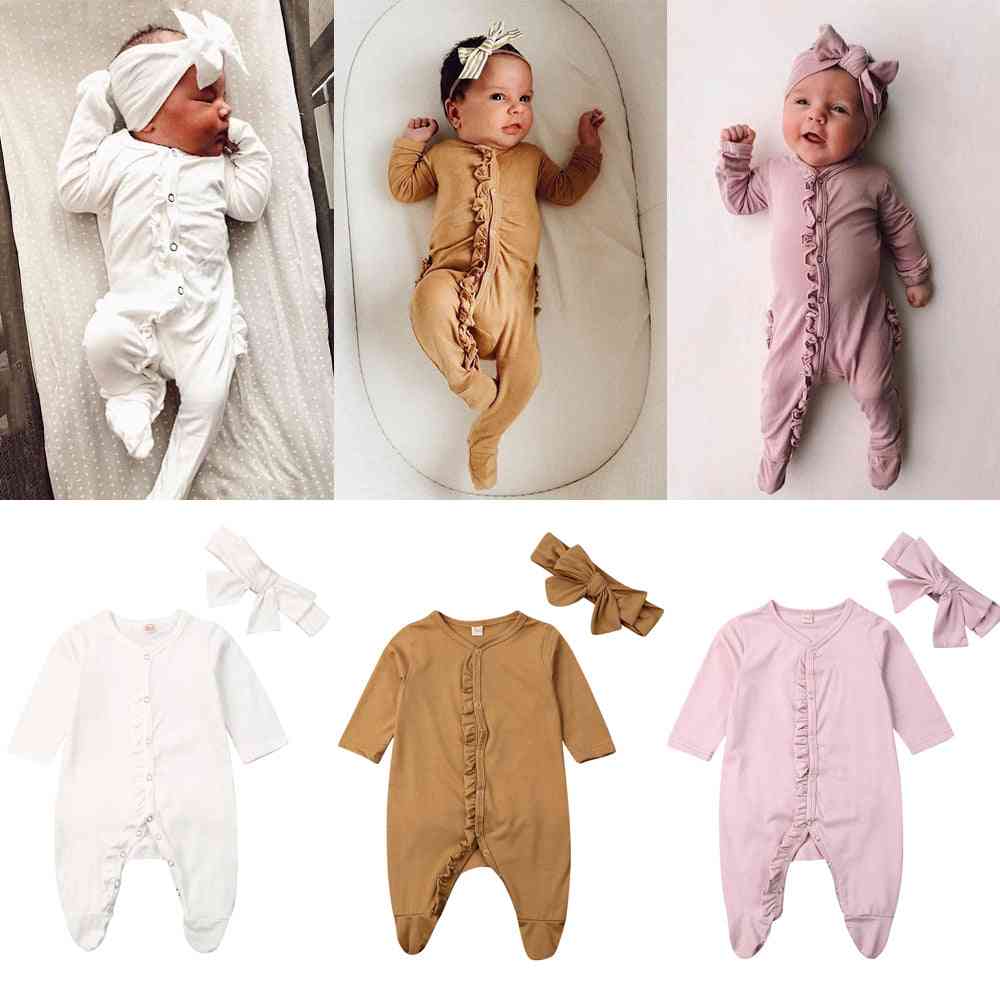 Baby tøj pige langærmet nattøj pyjamas - lilla1 / 3m
