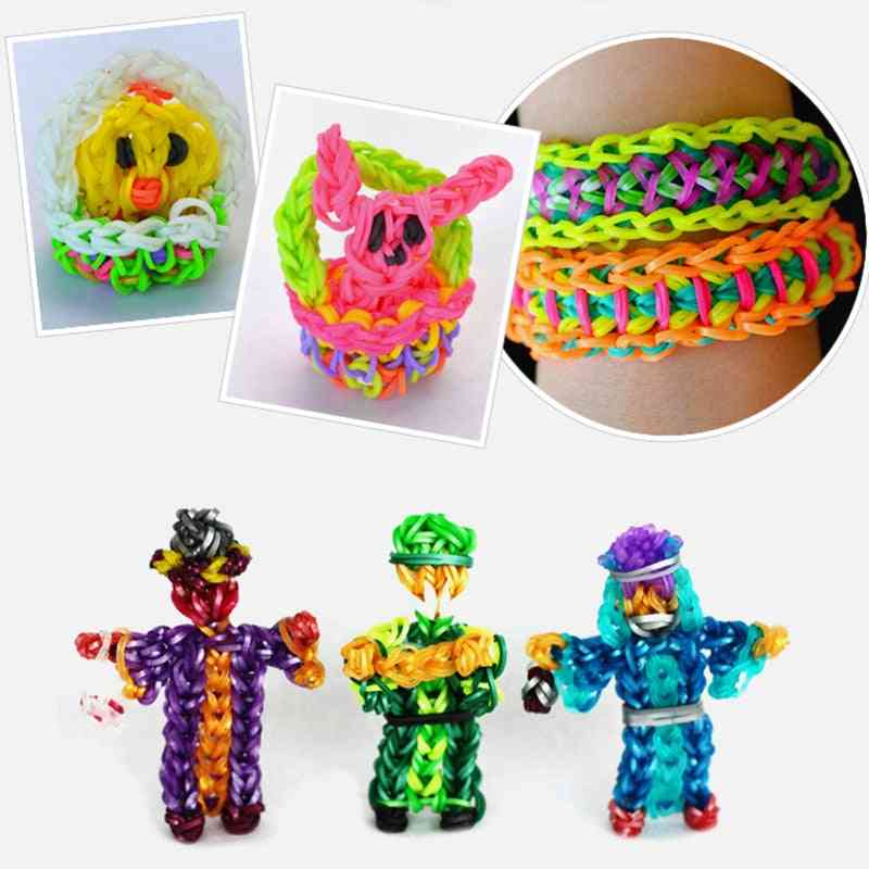 Gummi vævebånd pige gave til børn, elastik til vævning snørebånd armbånd DIY materiale legetøj (1500stk) -