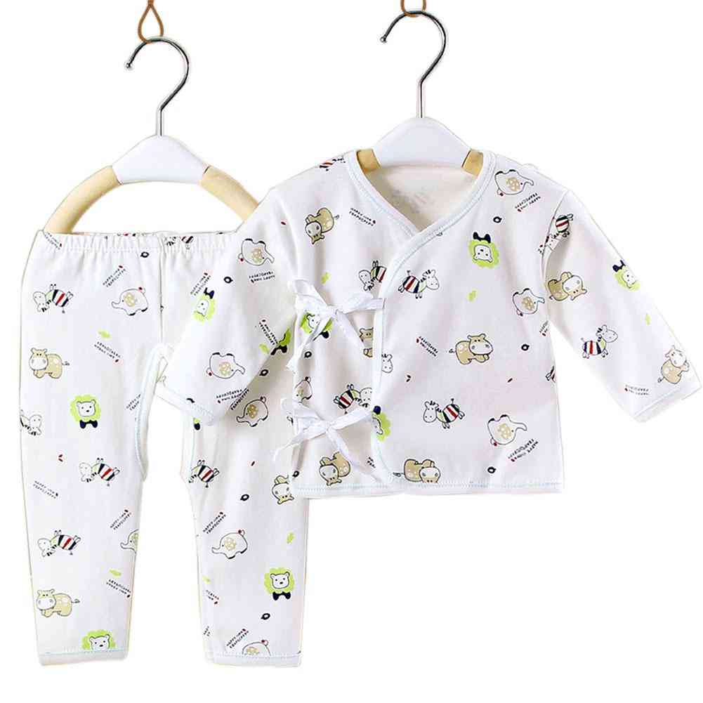 Niños bebé niñas niños lindos vestidos de algodón de impresión top + pantalones - pitufo