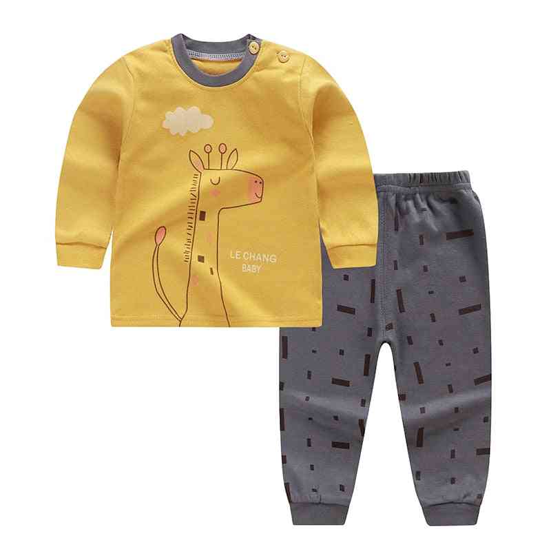 есенна пролет анимационен принт бебешки пижами комплекти памучни момчета дрехи за спане момичета горнища с дълъг ръкав + панталони