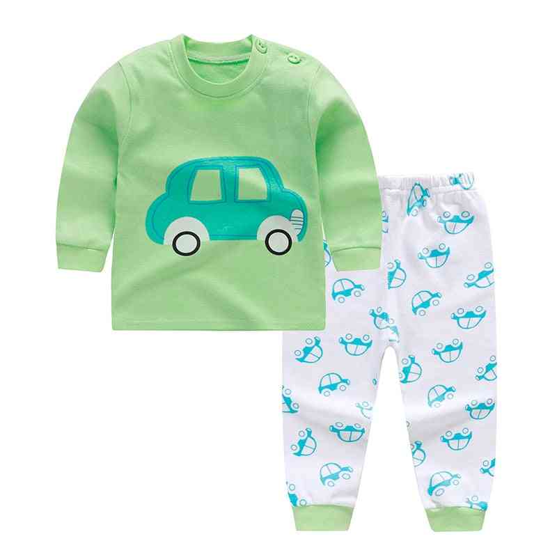 Herbst Frühling Cartoon Print Baby Pyjama Sets Baumwolle Jungen Nachtwäsche Mädchen Langarm Tops + Hosen - c22 / 12m