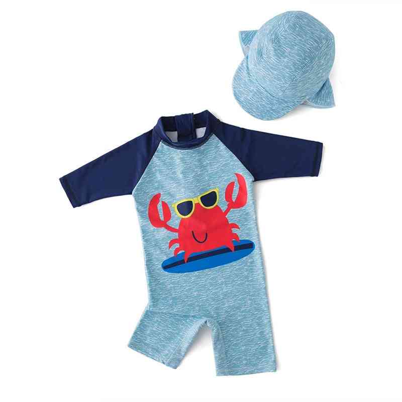 Maillot de bain bébé garçon + bonnet ensemble surf crabe costume - bébé enfant en bas âge enfants enfants crème solaire bain de plage - 71397/100 1-2y