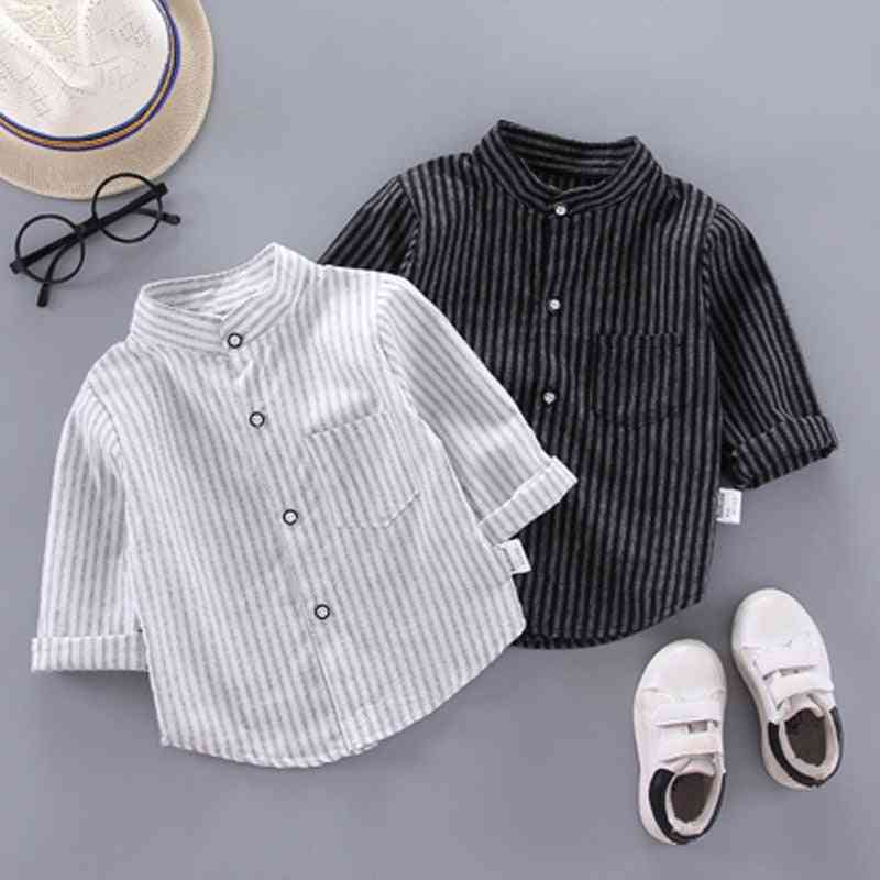 Wiosenne cienkie koszule chłopięce z długim rękawem w paski dziecięce bluzki koszulki casualowa bluzka - styl 1-biały / 9-12m