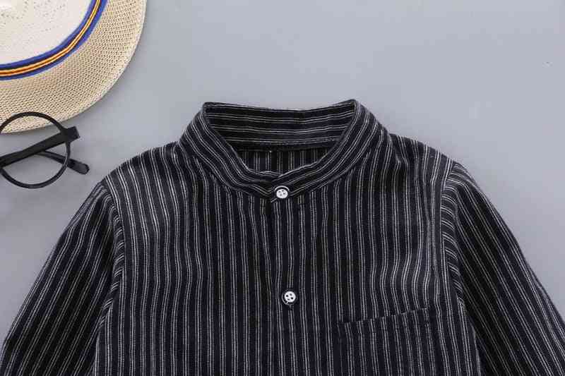 Vårtunna skjortor baby pojkar långärmad randigt tryck barn toppar tees casual blus - stil 1-vit / 9-12m