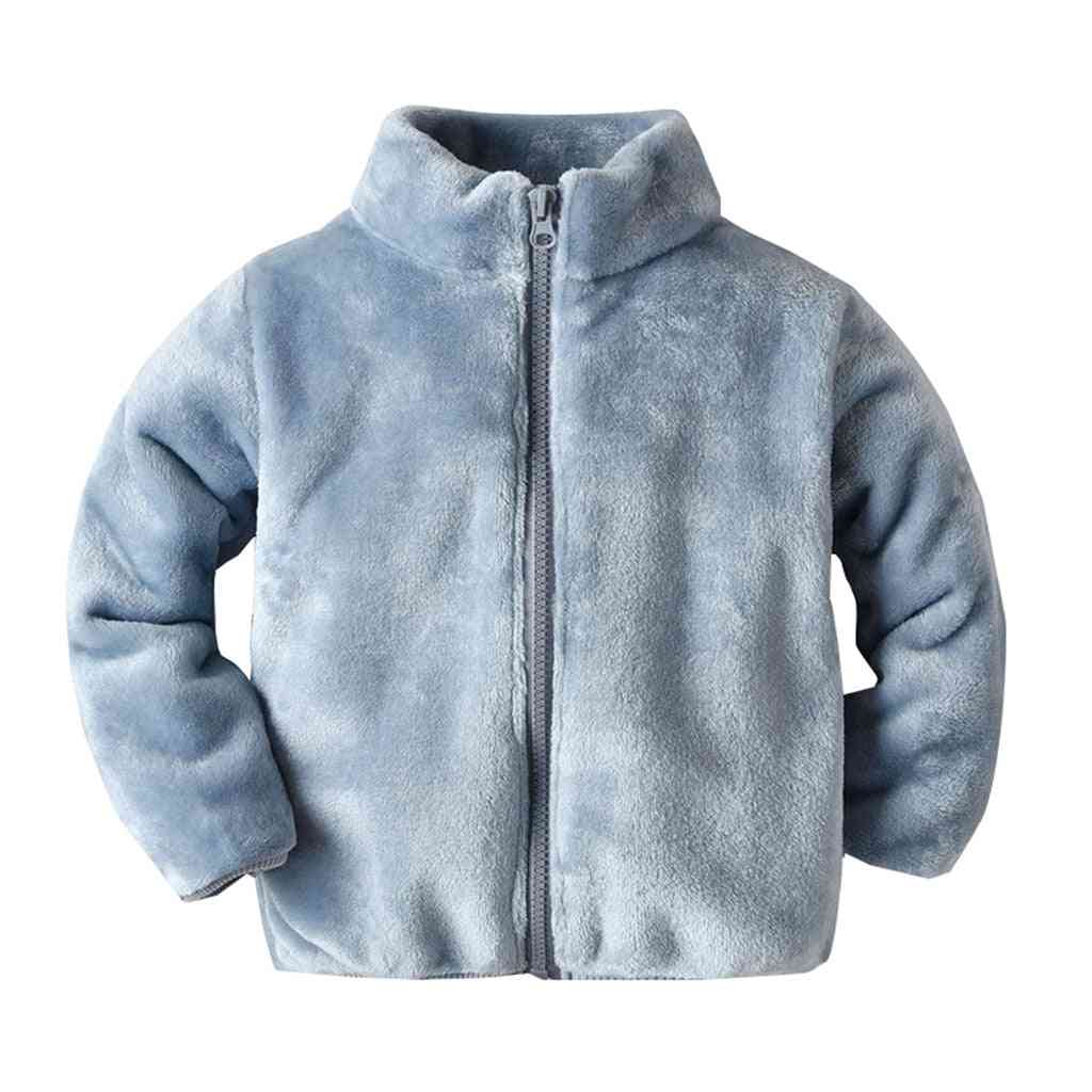 Toddler baby piger frakke dreng mode langærmet vinter solid vindtæt børn jakker varm vinter outwear afslappet tøj - blå / 6m