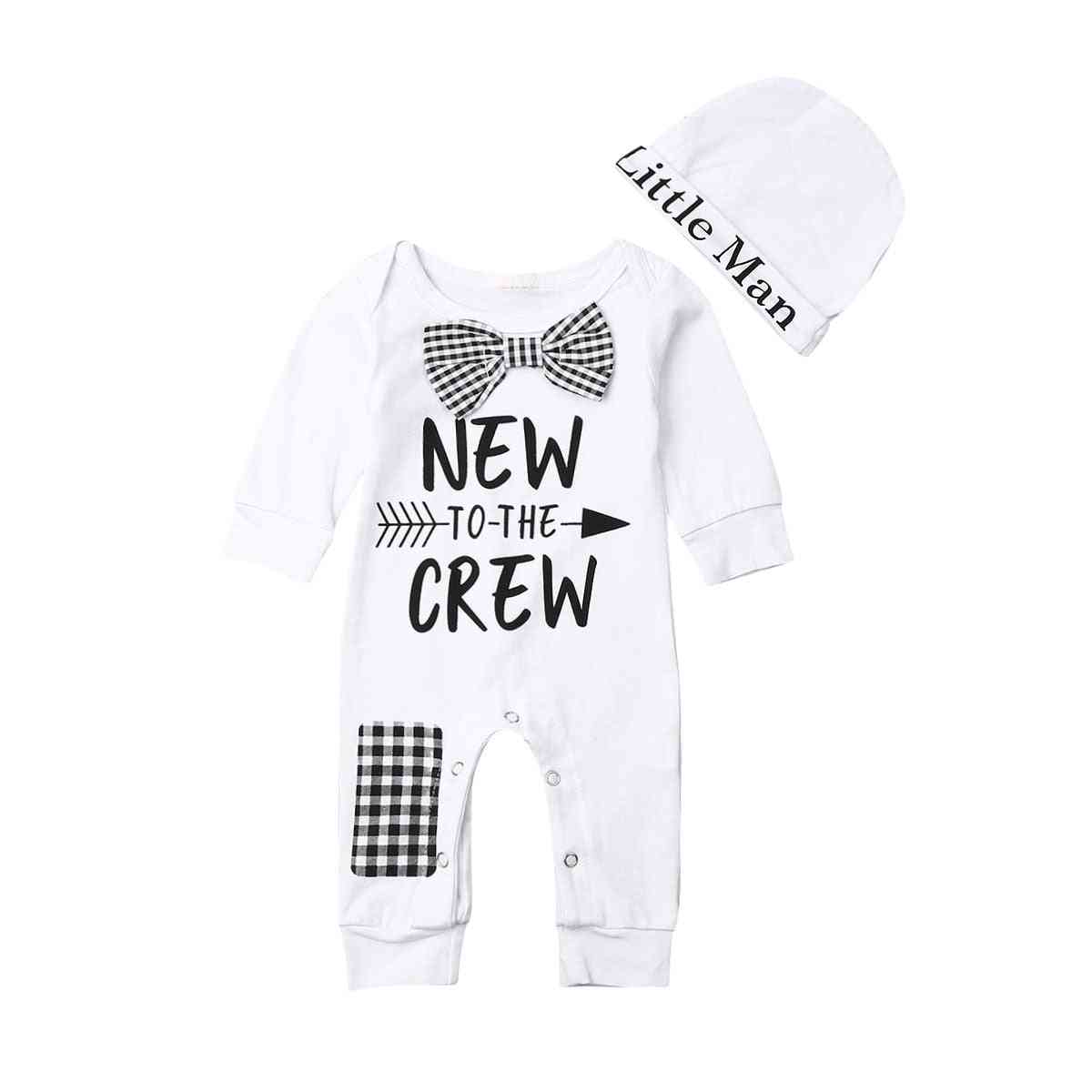 Newborn Baby Cotton Autumn Long Sleeve Romper And Hat Clothes Pants Warm Outfits