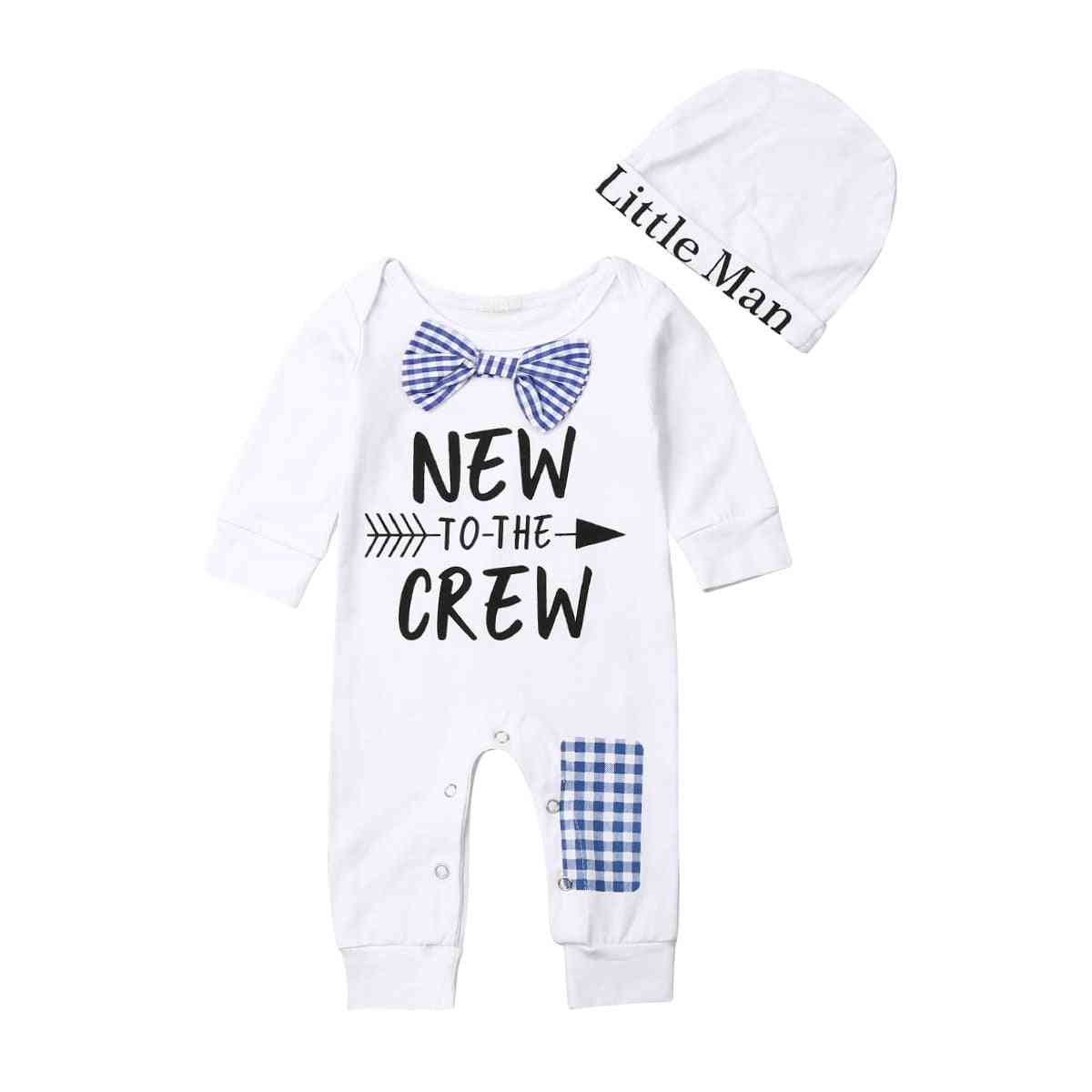 Newborn Baby Cotton Autumn Long Sleeve Romper And Hat Clothes Pants Warm Outfits