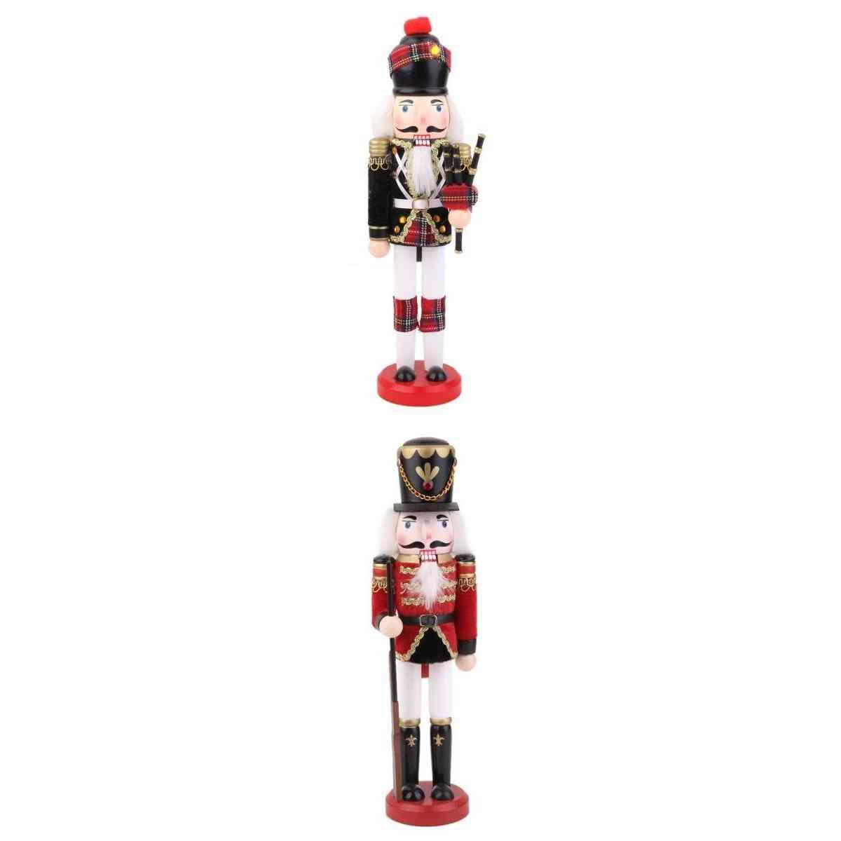 Wooden, Handmade, Nutcracker Soldier With Bagpipes - Home Decor