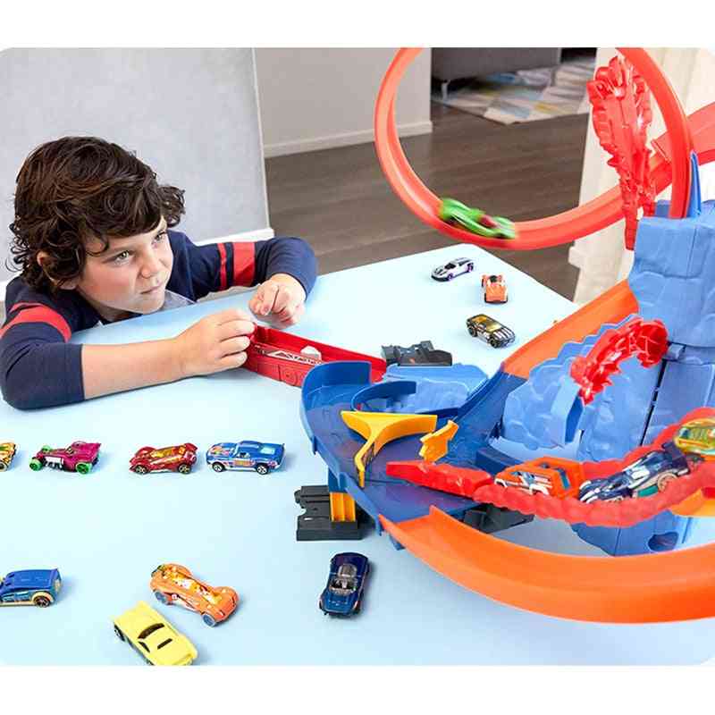 City electric series volcano escape theme challenge track car giocattolo per bambini giocattolo educativo regalo -