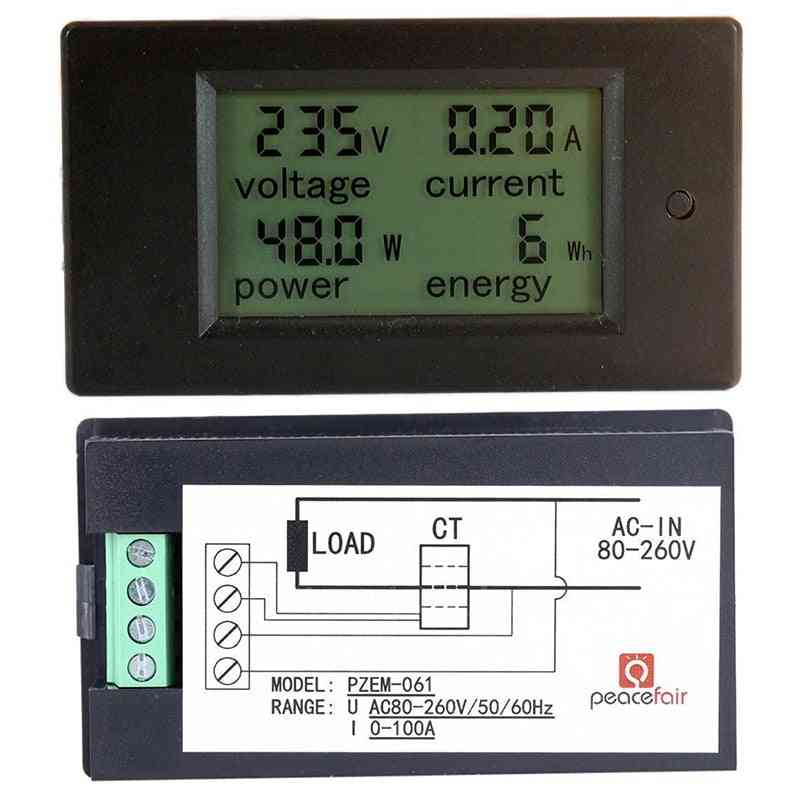 Voltmetru / ampermetru digital AC lcd și transformator de curent