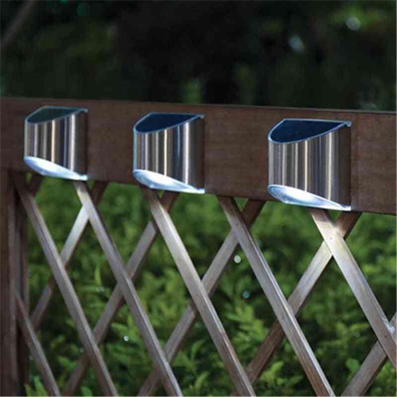 2 stk rustfrit stål vandtæt sol-ledet lys til udendørs, have, hegn lampe, landskab, gangbro - hvidt lys 2 stk / 1w