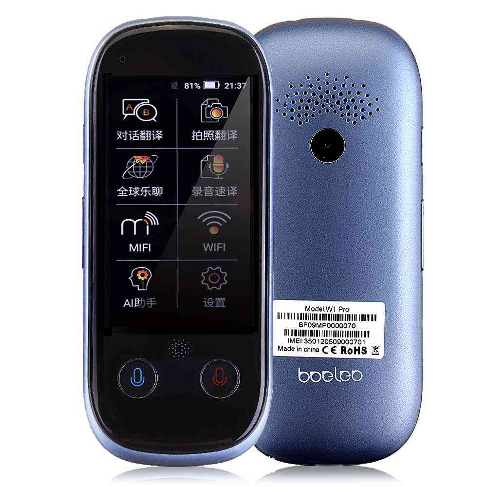 Ai Voice Global Translator, Sim 4g Wifi Bluetooth 1+8g 117 Language, Photo Touch Screen