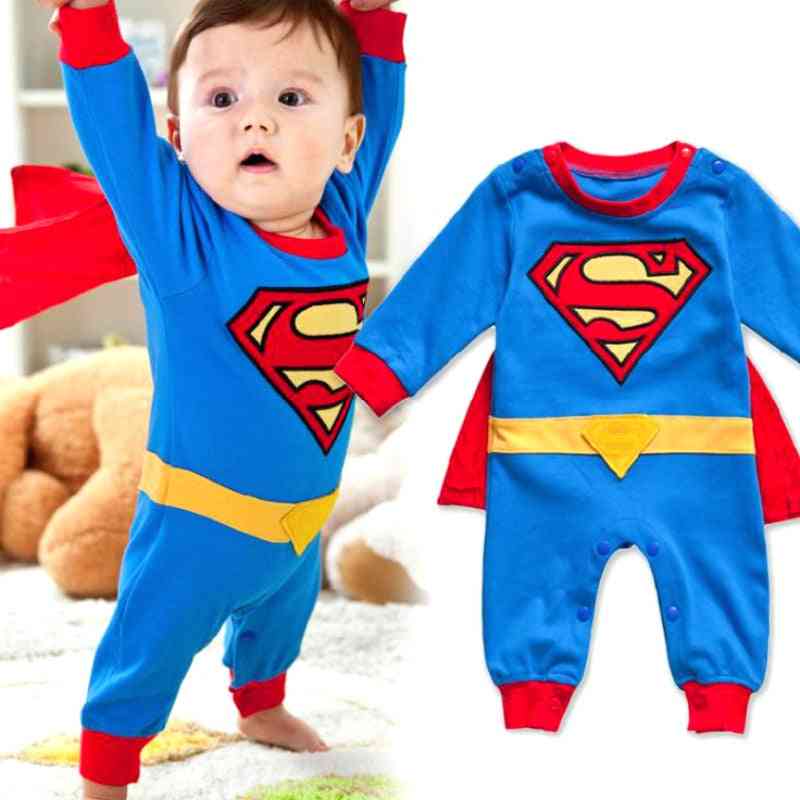 Baby Boy Romper Superman Long Sleeve With Smock Halloween Christmas Costume Spring Autumn Clothing