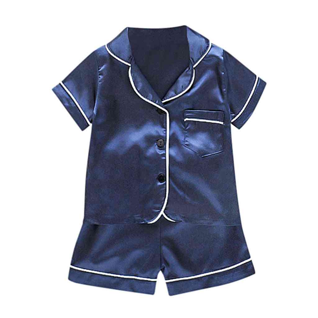 Newborn Baby Boy Clothes Set, Short Sleeve Solid Pocket Pajamas T-shirt & Tops Shorts Pants Sleepwear Suit
