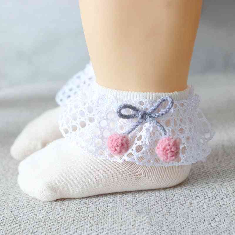 Spring & Autumn Cute Lace Flower Bows Newborn Baby Girl Socks