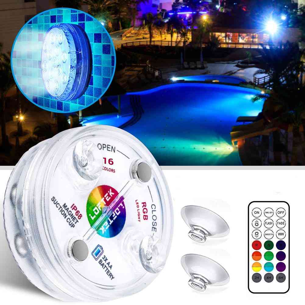 Underwater Led Rgb Light Lamp, With Rf Remote And Suction Cups