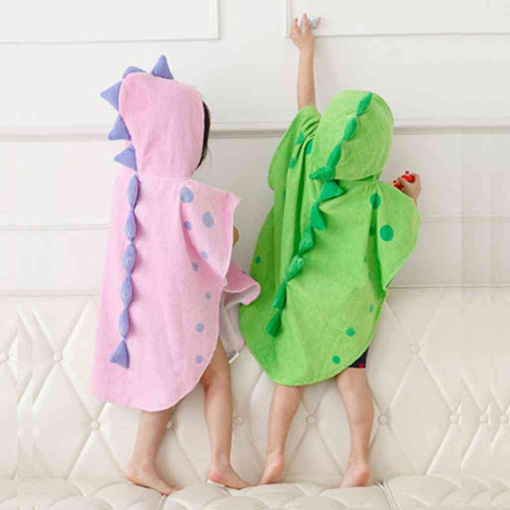 Spædbarn baby drenge piger børn badekåbe sød tegneserie dinosaur hætteklædte - grøn