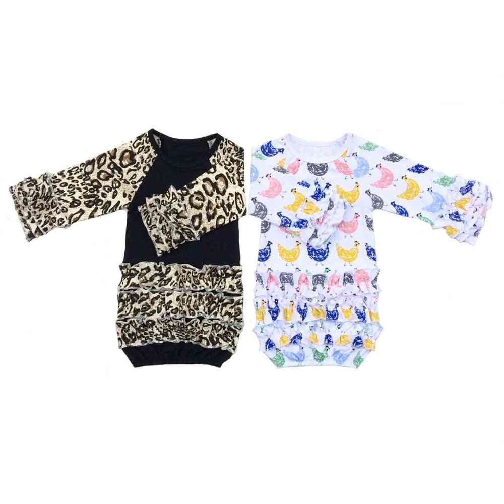 Kojenecké květinové pyžamo, holčičí oblečení leopardí volánky, noční košile