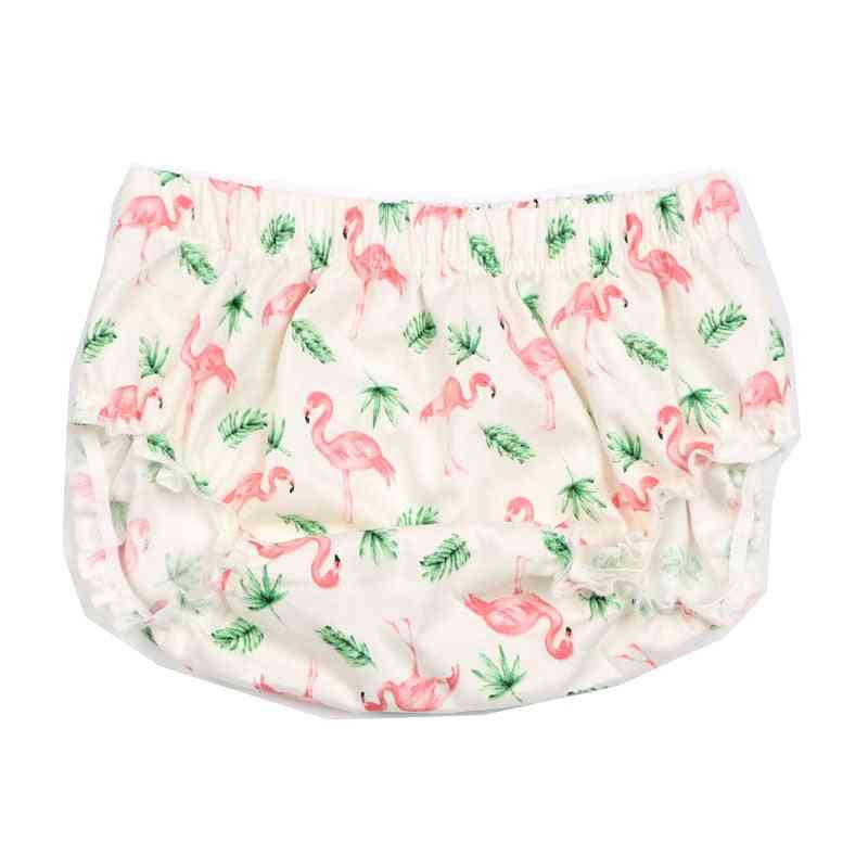 Newborn Baby Shorts & Headband Set-flamingo Pattern Diaper Cover