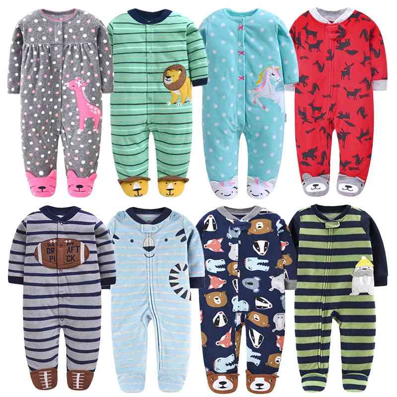 Fleecové oblečení pro novorozence - dětské pyžamo s nožičkami a dlouhými  rukávy