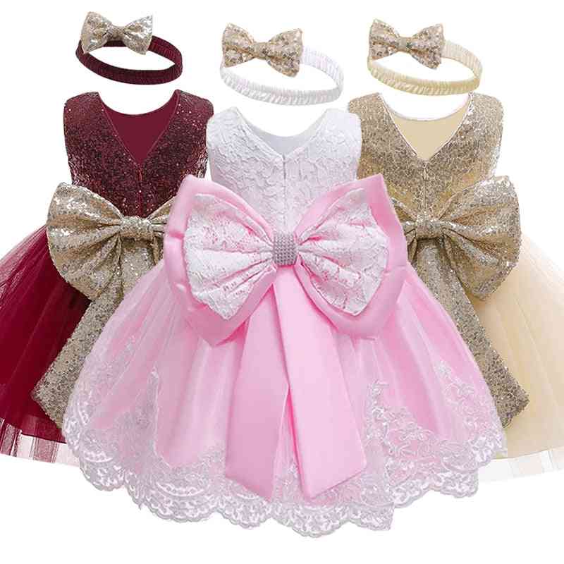 Sleeveless Lace Bowknot Dress For Birthday Party -toddler Costume