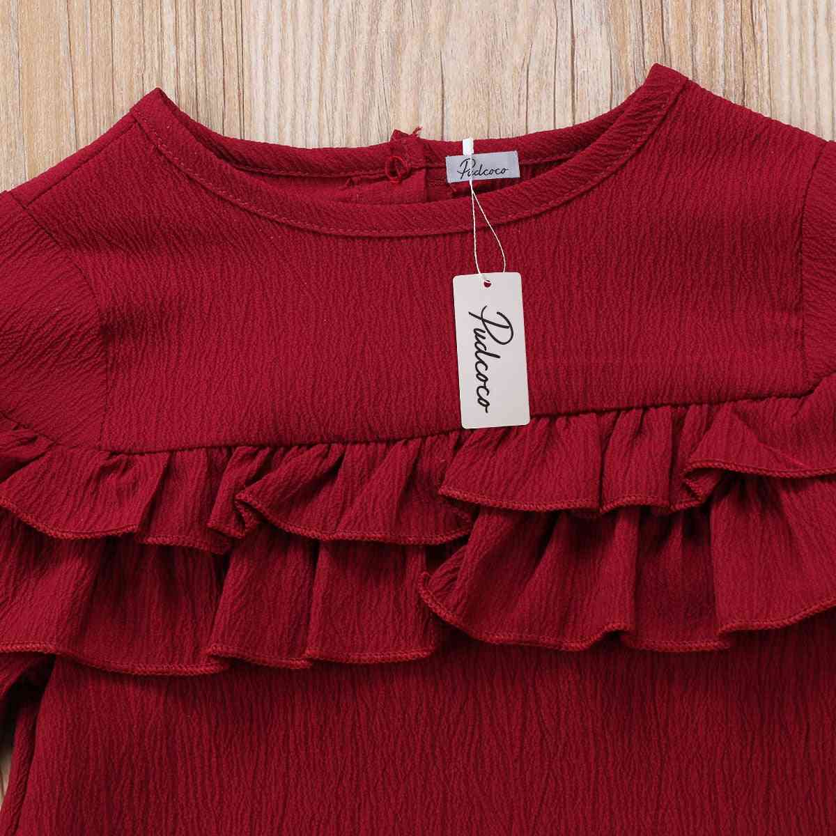 Infant Baby Girl Cotton Ruffles Long Sleeve Blouse Shirt / Tops Clothes