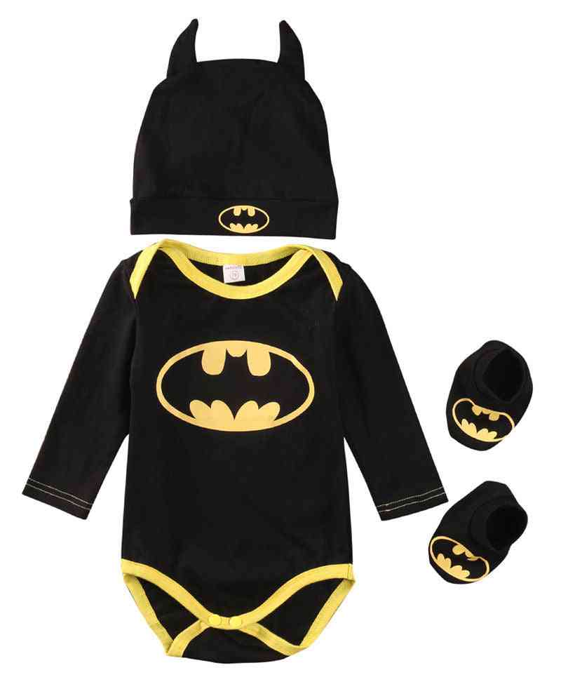 Newborn Baby Boy / Girl Jumpsuit - Batman Rompers Shoes & Hat Outfits Set