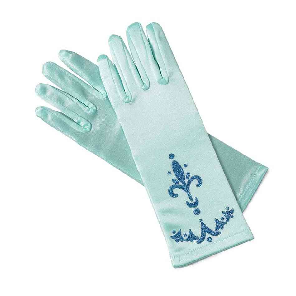 Brocade Long Finger, Printed Girl Elsa Gloves