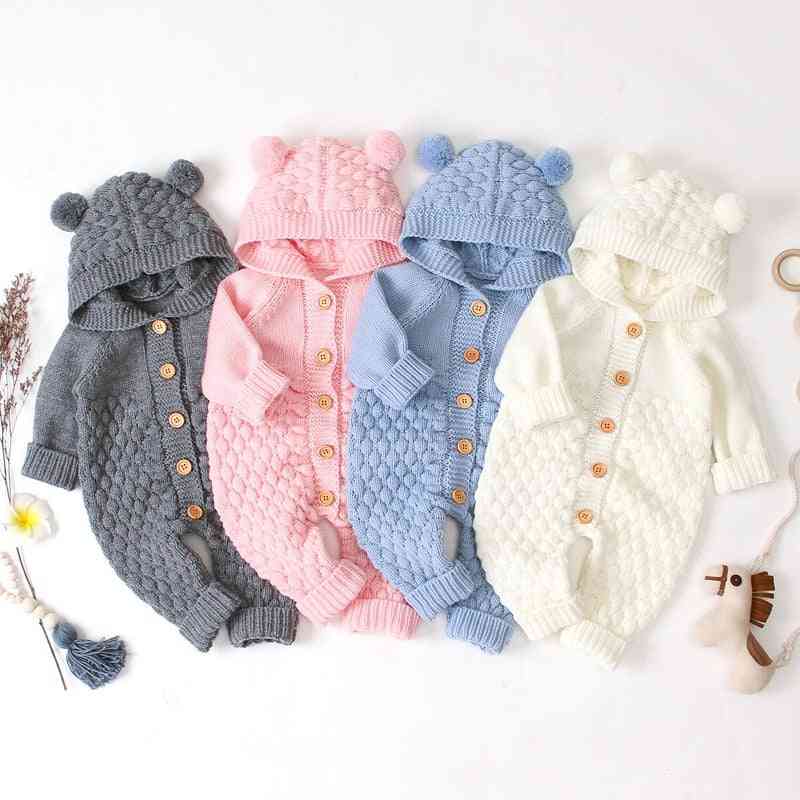 Autumn/winter Hooded Rompers- Long Sleeve Sweaters For Newborn Baby