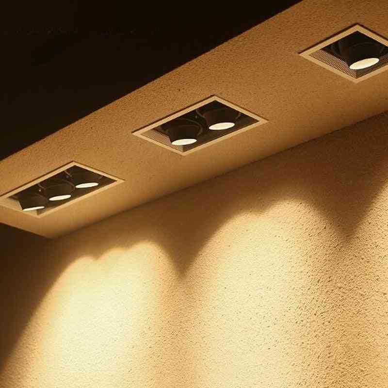Gu10 Led Daring Embedded Square Ceiling Lamp, Double Head Bean Bum Spotlight Adjustable Angle Grille