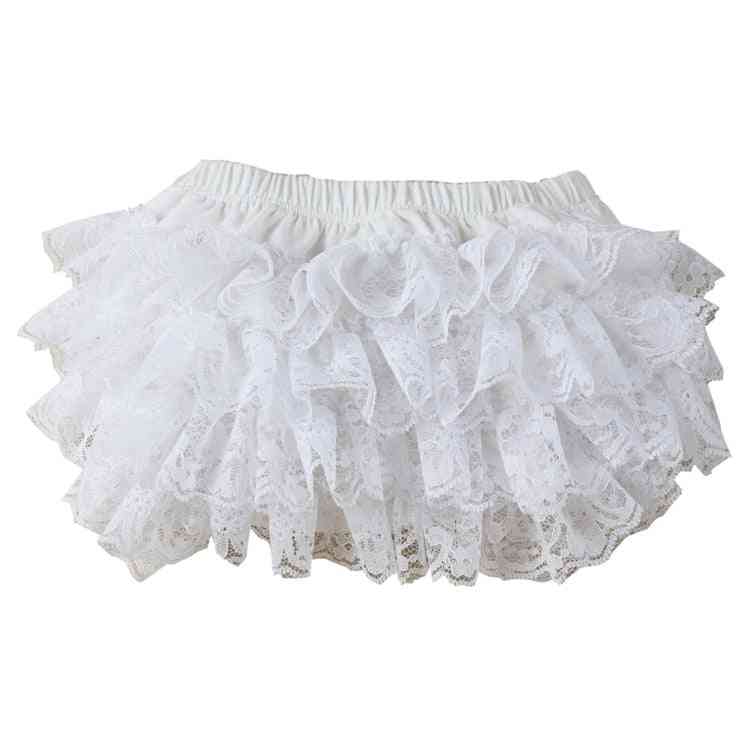 Schattige witte kleur baby kanten bloeiers, kleine meisjes ruches shorts met 3 maten katoenen ondergoed broek luierhoezen - roze / klein 0-6 maanden
