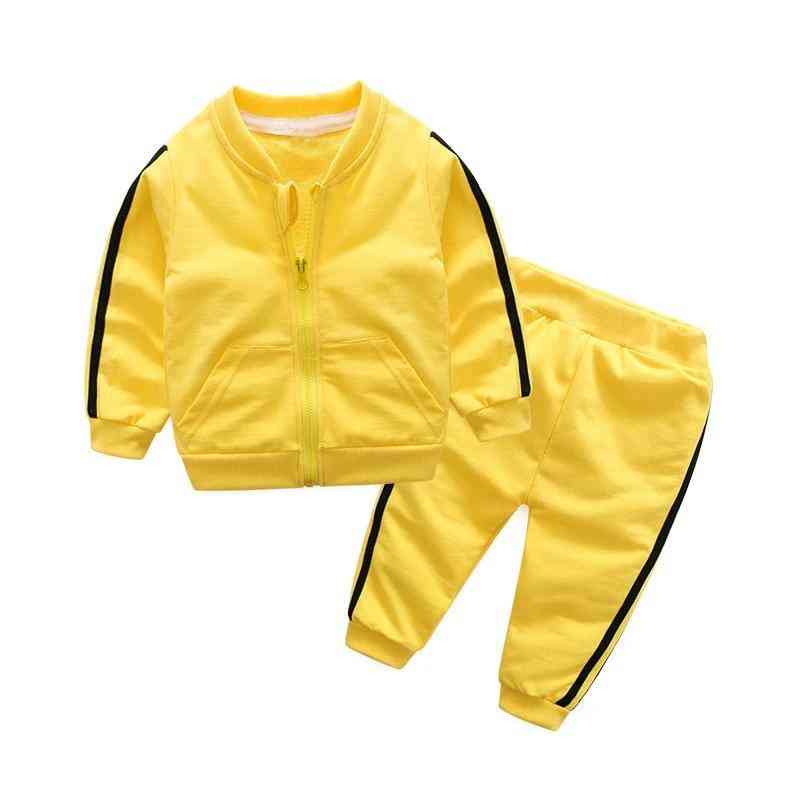 Baby Girl Cotton Long Sleeve Solid Zipper Jacket+pants