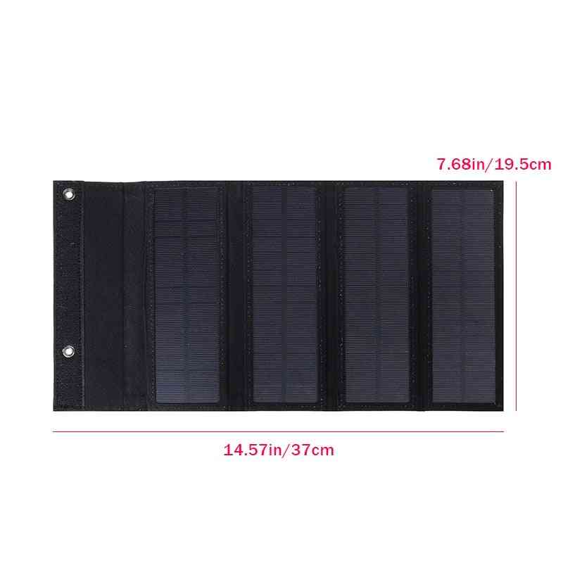 Foldable Solar Panel With 50w 5v, Sun Power Cells- Bank Pack10in1 Usb Cable Waterproof