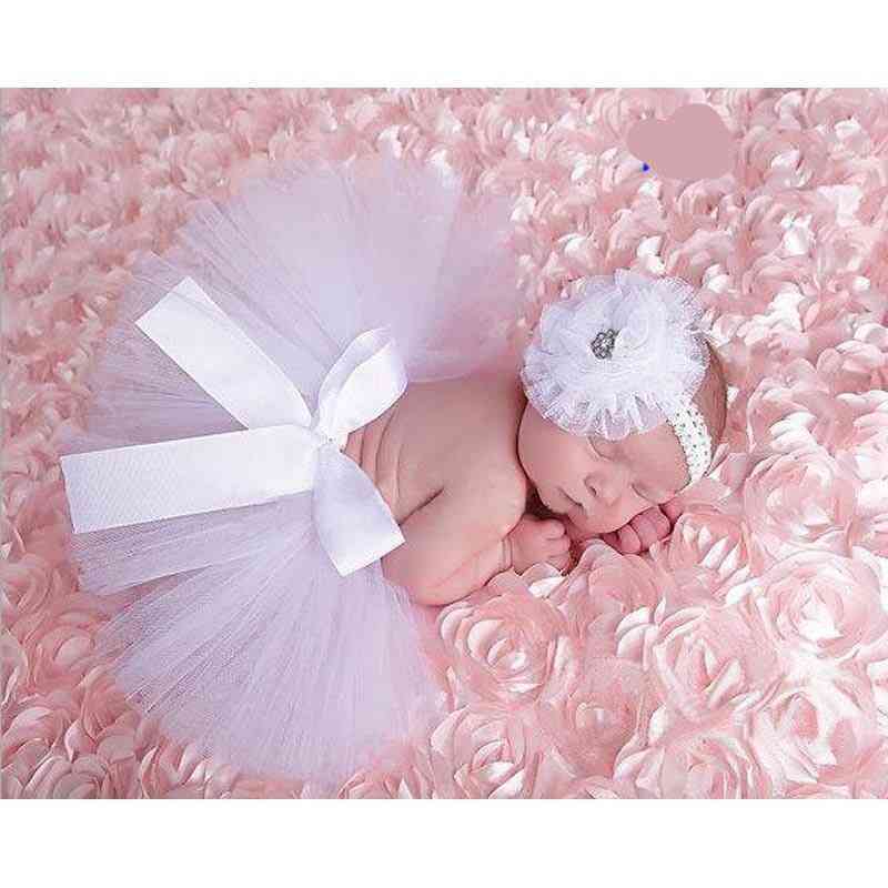 Dziewczynka spódnica tutu i kwiatowa opaska na głowę fotografia puszysta spódnica, noworodka księżniczka świąteczna spódnica 0-6 miesięcy dziecko
