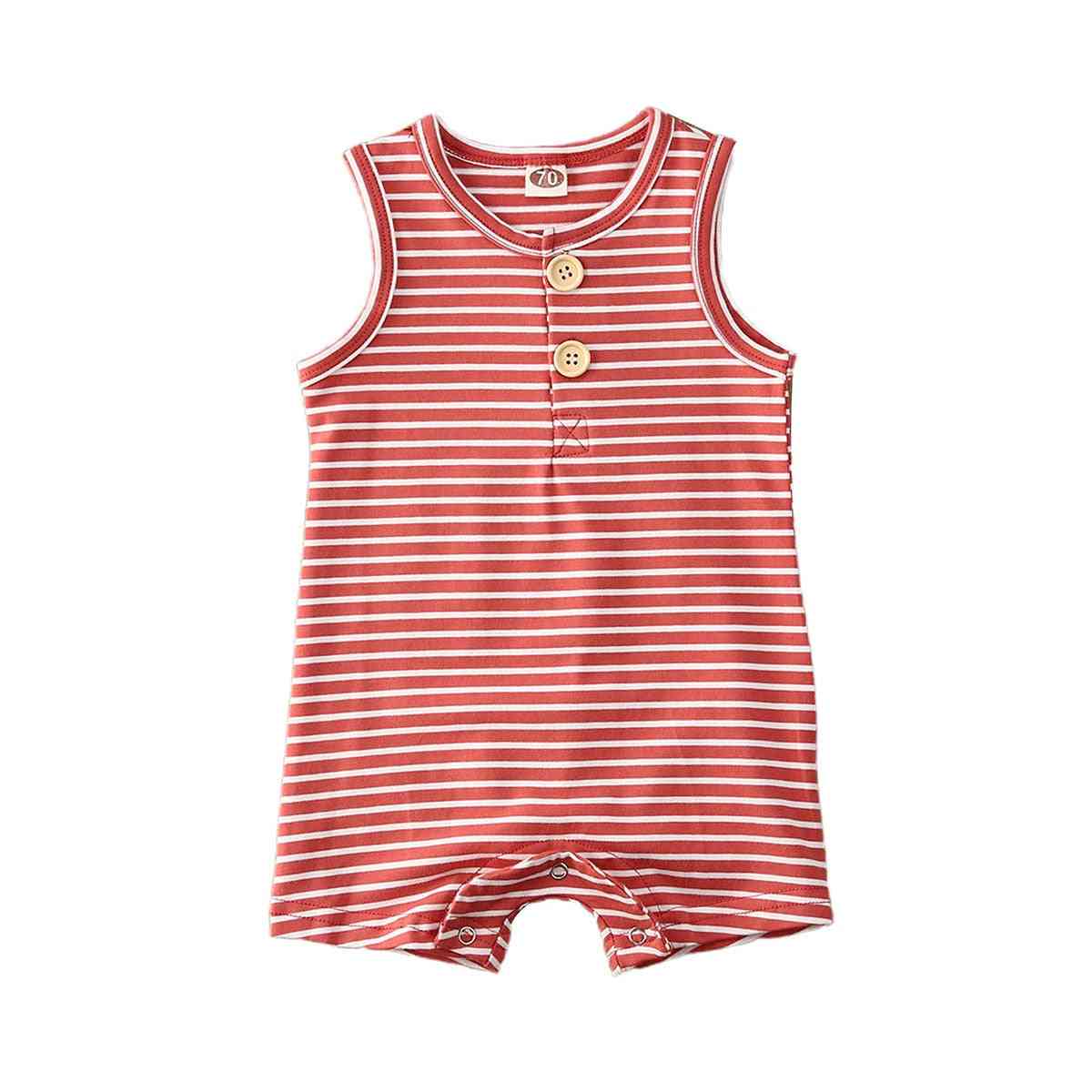 Baby Summer Striped Romper Clothes, Sleeveless For Boys, Girls
