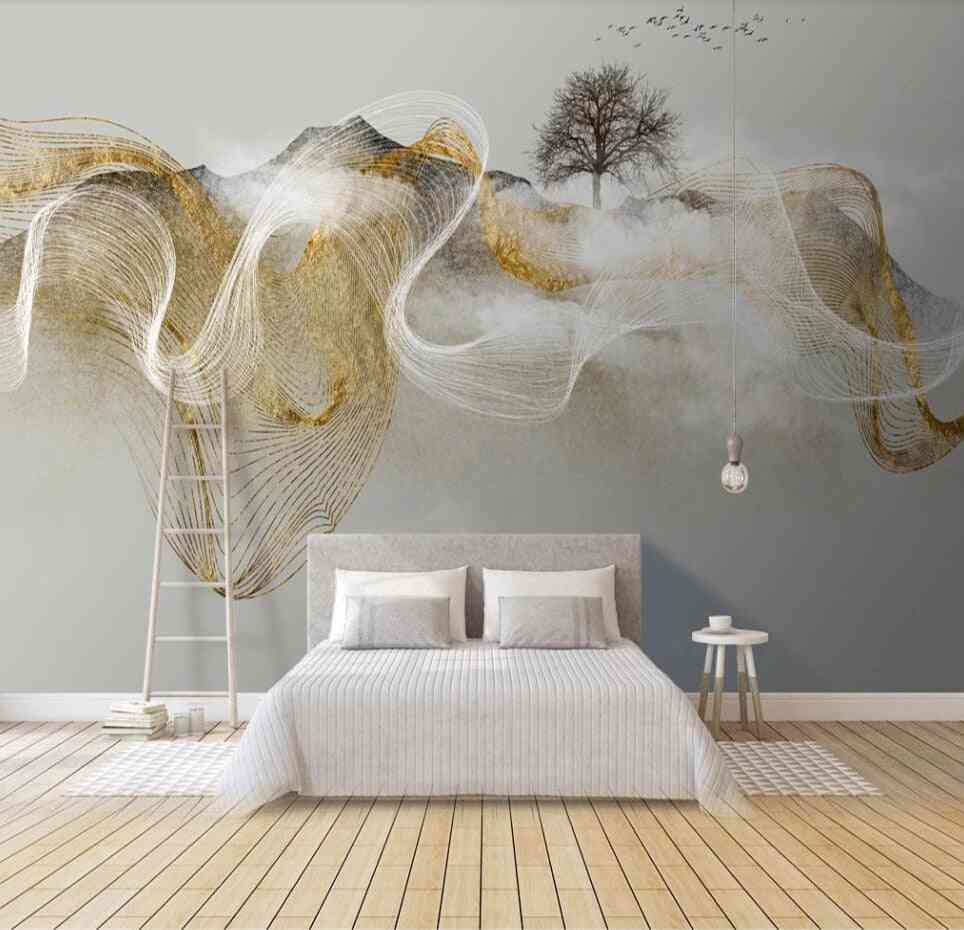 3d Modern Zen Light Luxury Abstract Ink Landscape Background Wallpaper