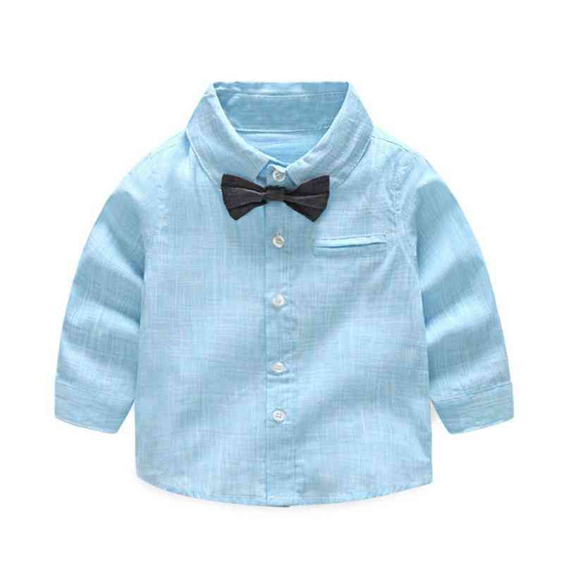 Camicia da neonato estiva camicia da bambino formale in cotone con papillon camicetta a maniche lunghe a righe casual per bambini