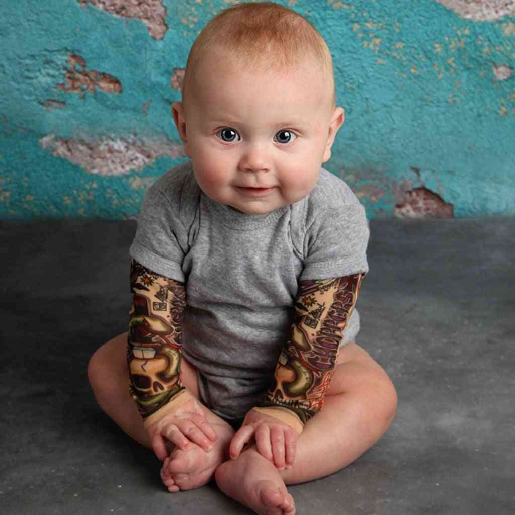 Winter Newborn Baby Boy Clothes Tattoo Printed Long Sleeve Patchwork Romper