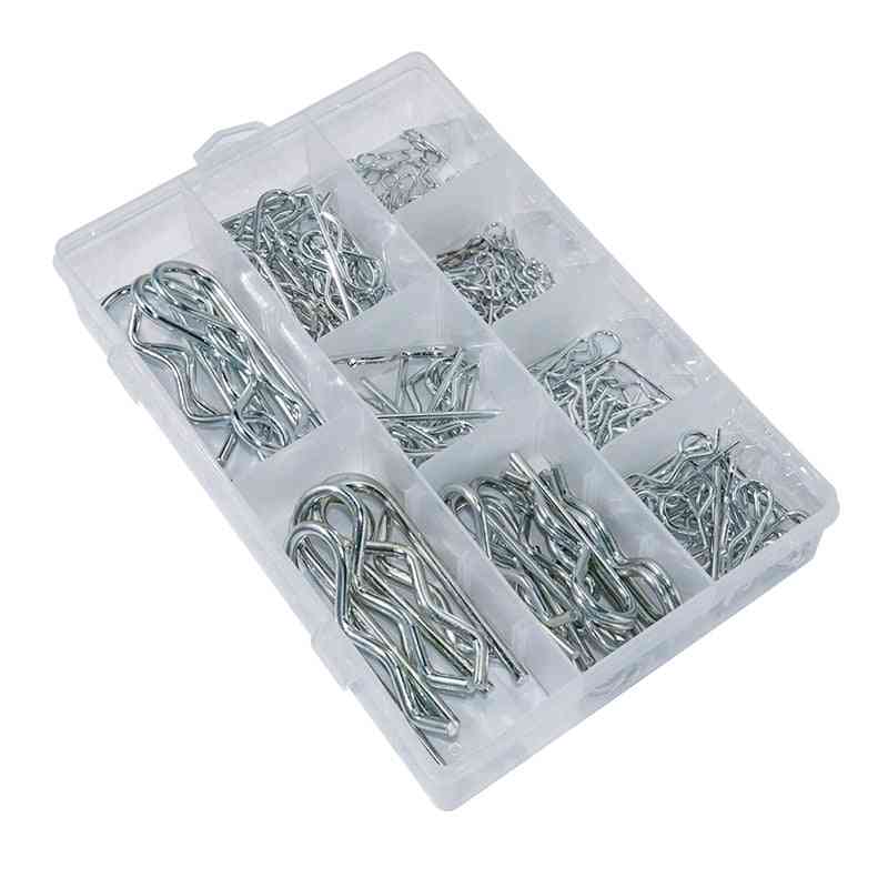 Kits de grampo r de aço carbono, retenção de engate de grampo de cabelo anti-ferrugem, contrapinos divididos