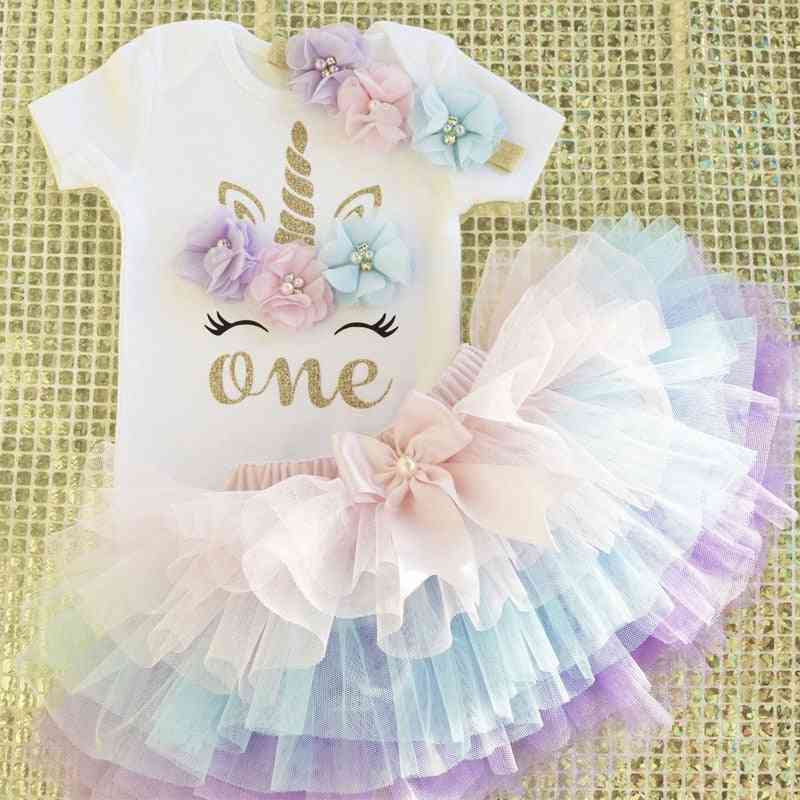Vauvan tytön ensimmäisen syntymäpäivän asuyhtye yhden vuoden pikkutytön pukeutumisvaatteet vauvojen kesävaatteet pikkulasten kastepuvut