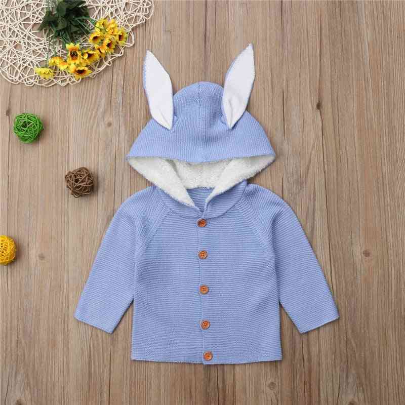 Knitted Bunny Ears Design, Hooded Sweater For Babies