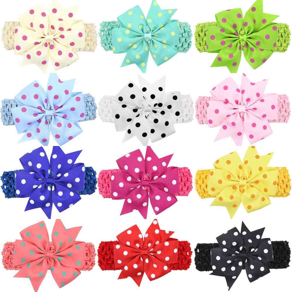 Children Dot Bow Wide Hair Head Band Accessories For Baby Girl